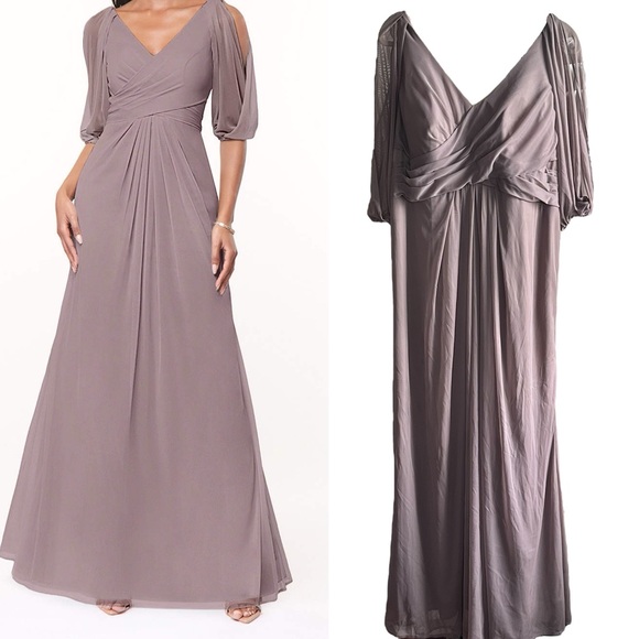 Azazie Floor Length Dress Bridesmaid | Hazelnut | Size 18 - Picture 1 of 16
